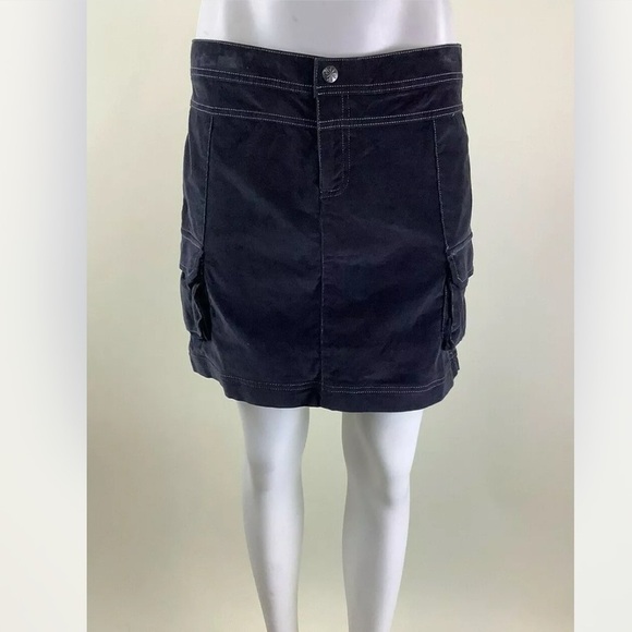 Athleta Sz 6T Cargo Corduroy Skirt Blue Cotton Spandex Pockets Casual Style - Picture 1 of 6